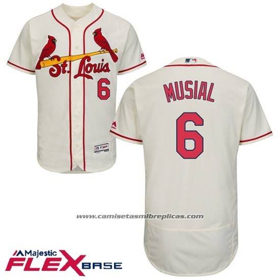 Camiseta Beisbol Hombre St. Louis Cardinals Stan Musial Autentico Collection Flex Base Crema